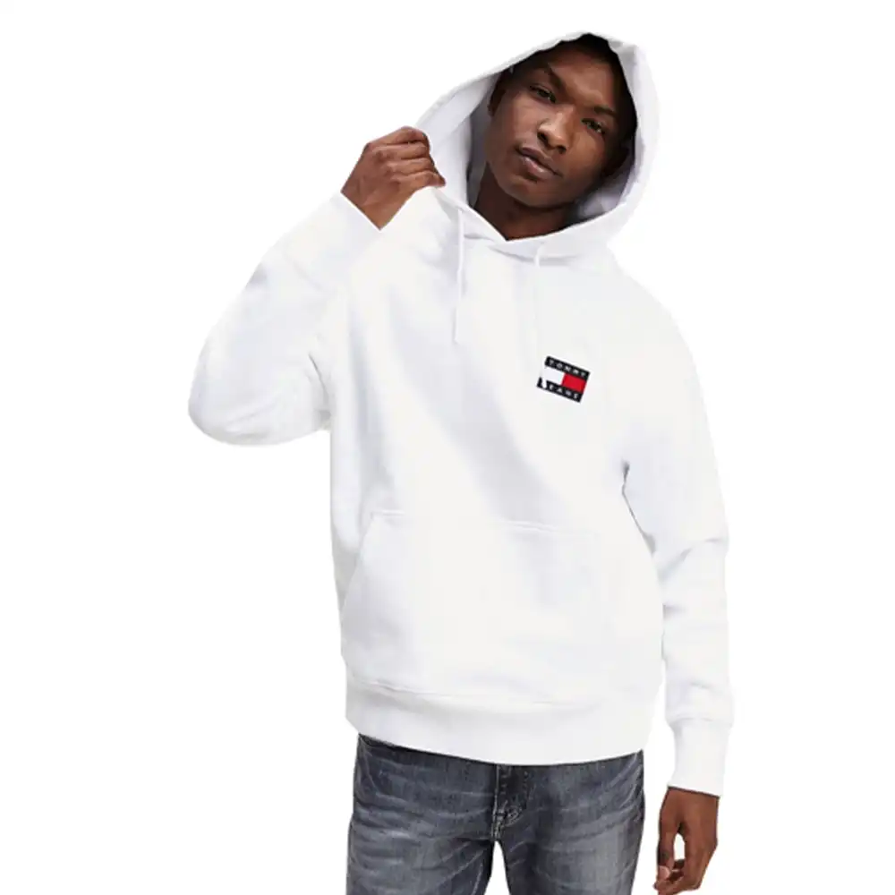 Sweat capuche homme Tommy Jeans Badge hoodie Blanc - ZESHOES