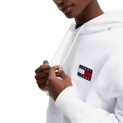 Sweat capuche homme Tommy Jeans Badge hoodie Blanc - ZESHOES