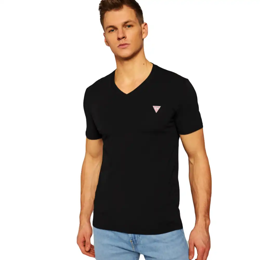 T shirt manche courte homme Guess Super slim v Noir - ZESHOES