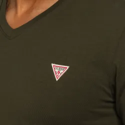 T shirt manche courte homme Guess Super slim v Kaki - ZESHOES T shirt manche courte homme Guess Super slim v Kaki - ZESHOES