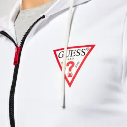 Sweat zippé homme Guess Classic logo Blanc - ZESHOES Sweat zippé homme Guess Classic logo Blanc - ZESHOES