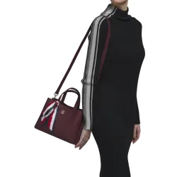 Sac a main femme Tommy Jeans Charming satchel Bordeaux - ZESHOES