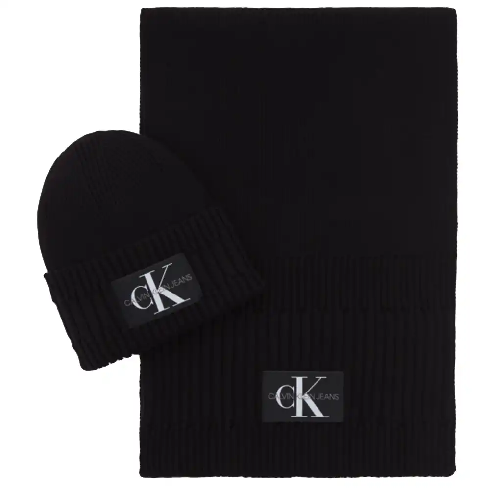 Echarpe homme Calvin Klein Beanie + scarf Noir - ZESHOES