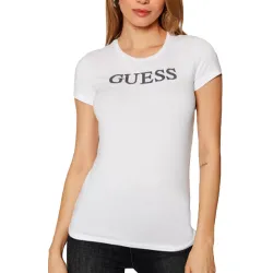Tee shirt manche courte femme Guess Slim Blanc - ZESHOES