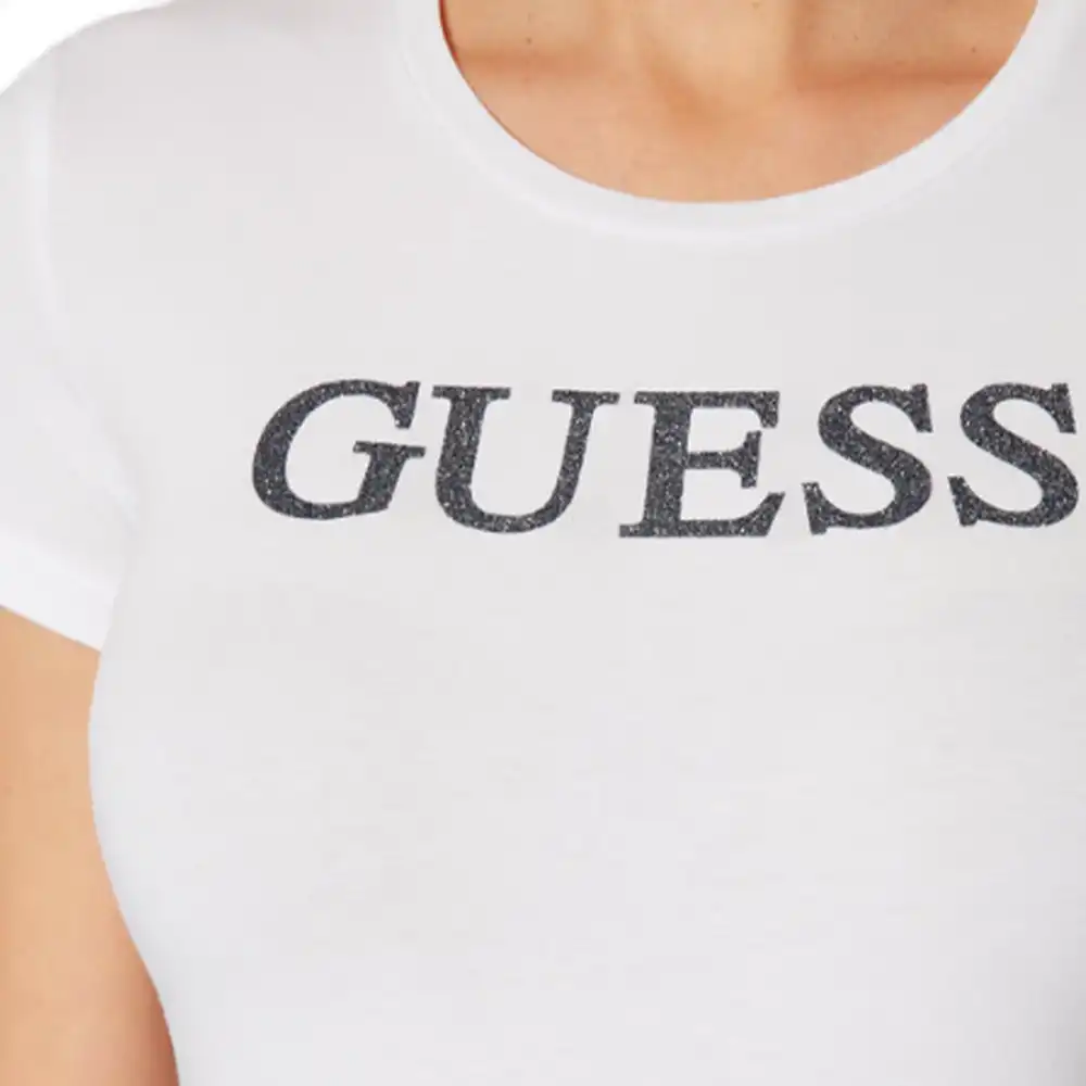 Tee shirt manche courte femme Guess Slim Blanc - ZESHOES