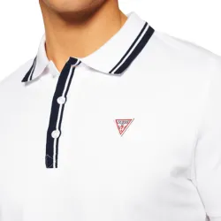 Polo manche courte Guess Class logo Blanc - ZESHOES Polo manche courte Guess Class logo Blanc - ZESHOES