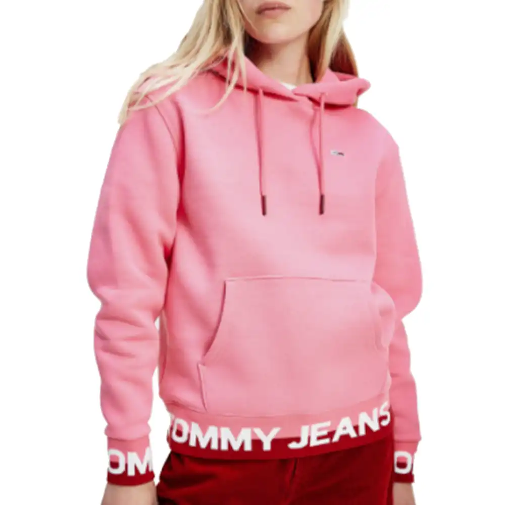 Sweat shirt femme Tommy Jeans Branded hem hoodie Rose - ZESHOES