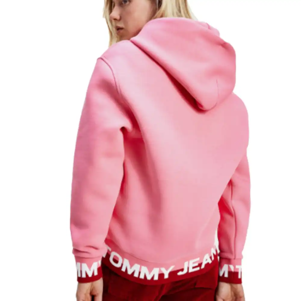 Sweat shirt femme Tommy Jeans Branded hem hoodie Rose - ZESHOES Sweat shirt femme Tommy Jeans Branded hem hoodie Rose - ZESHOES