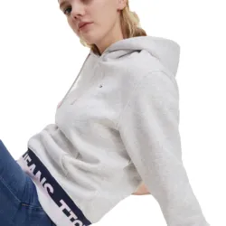 Sweat shirt femme Tommy Jeans Branded hem Gris - ZESHOES Sweat shirt femme Tommy Jeans Branded hem Gris - ZESHOES
