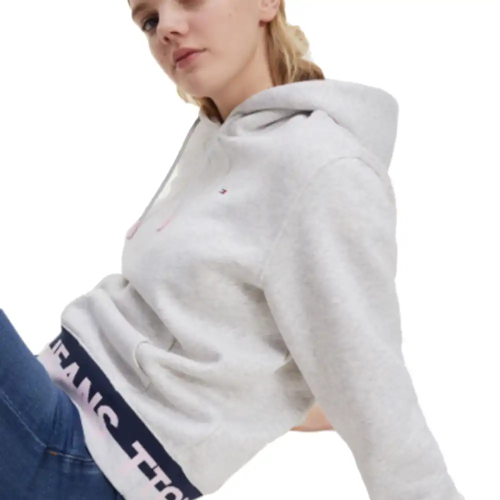 Sweat shirt femme Tommy Jeans Branded hem Gris - ZESHOES Sweat shirt femme Tommy Jeans Branded hem Gris - ZESHOES