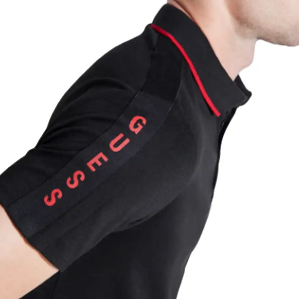 Polo manche courte Guess Contrastes Noir - ZESHOES Polo manche courte Guess Contrastes Noir - ZESHOES