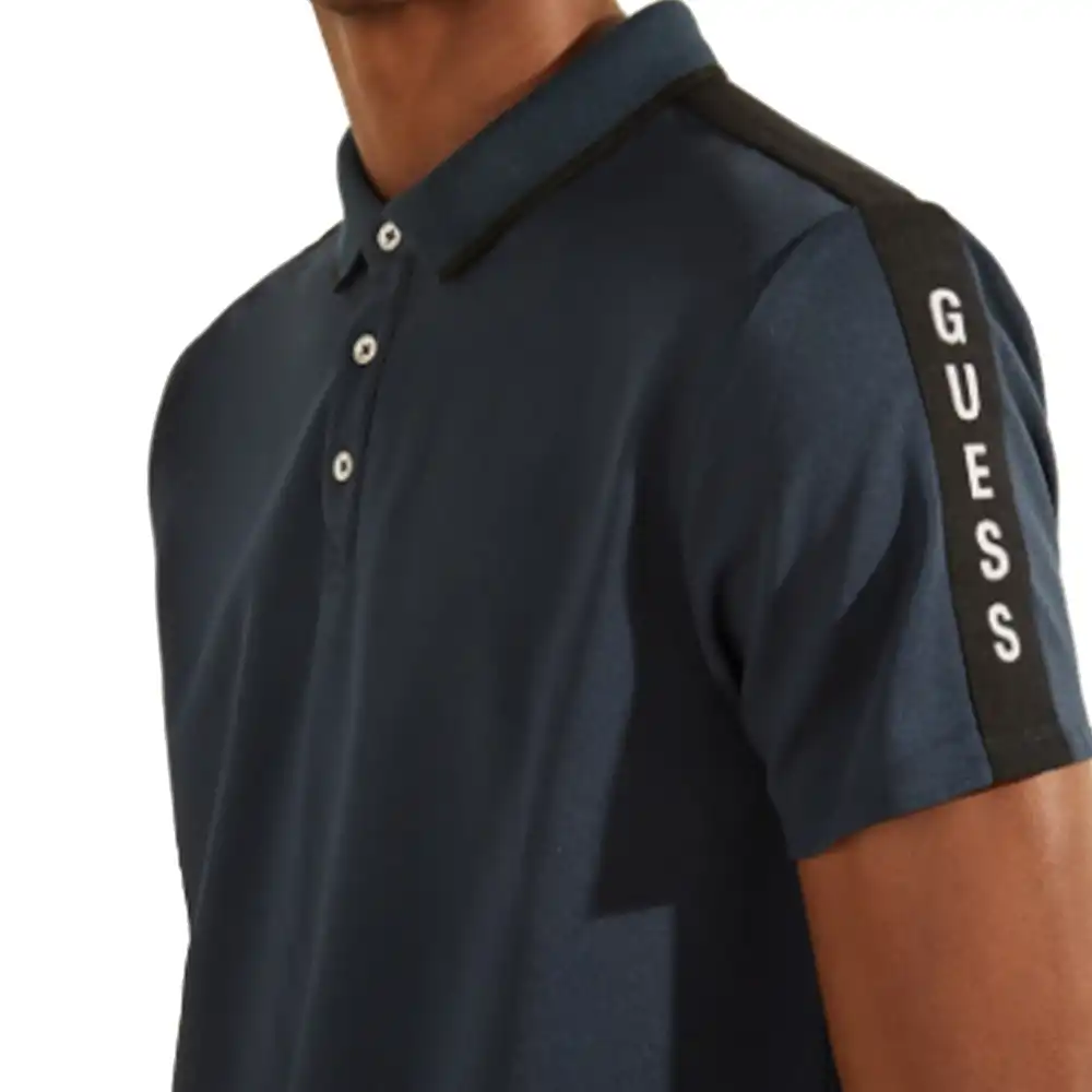 Polo manche courte Guess Contrastes Noir - ZESHOES