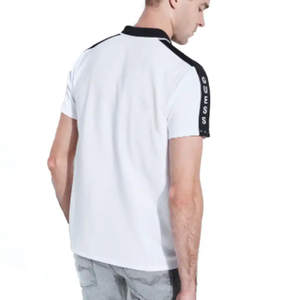Polo manche courte Guess Contrastes Blanc - ZESHOES Polo manche courte Guess Contrastes Blanc - ZESHOES