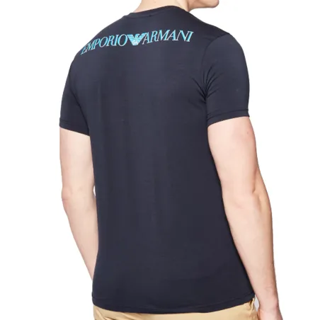 T shirt manche courte homme Emporio Armani Bleu Eagle logo