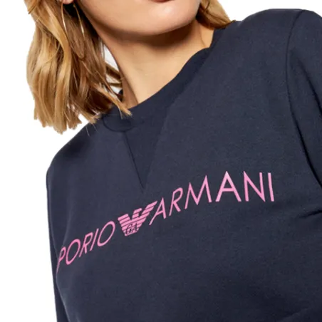 Sweat shirt femme Emporio Armani Bleu Classic logo