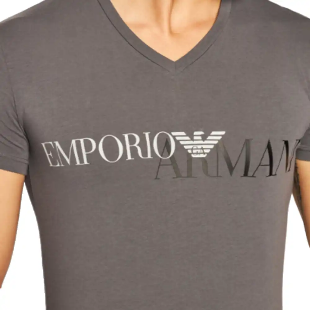T shirt manche courte homme Emporio Armani Front logo classic Gris - ZESHOES T shirt manche courte homme Emporio Armani Front logo classic Gris - ZESHOES