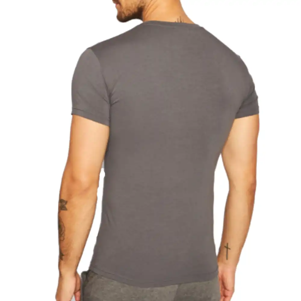 T shirt manche courte homme Emporio Armani Front logo classic Gris - ZESHOES T shirt manche courte homme Emporio Armani Front logo classic Gris - ZESHOES