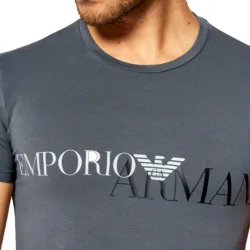 T shirt manche courte homme Emporio Armani Front logo Gris - ZESHOES T shirt manche courte homme Emporio Armani Front logo Gris - ZESHOES