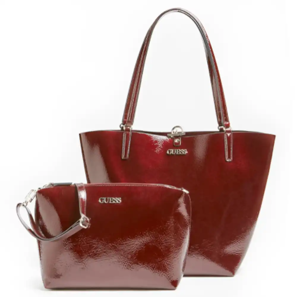 Sac a main femme Guess Cabas alby verny Bordeaux - ZESHOES Sac a main femme Guess Cabas alby verny Bordeaux - ZESHOES