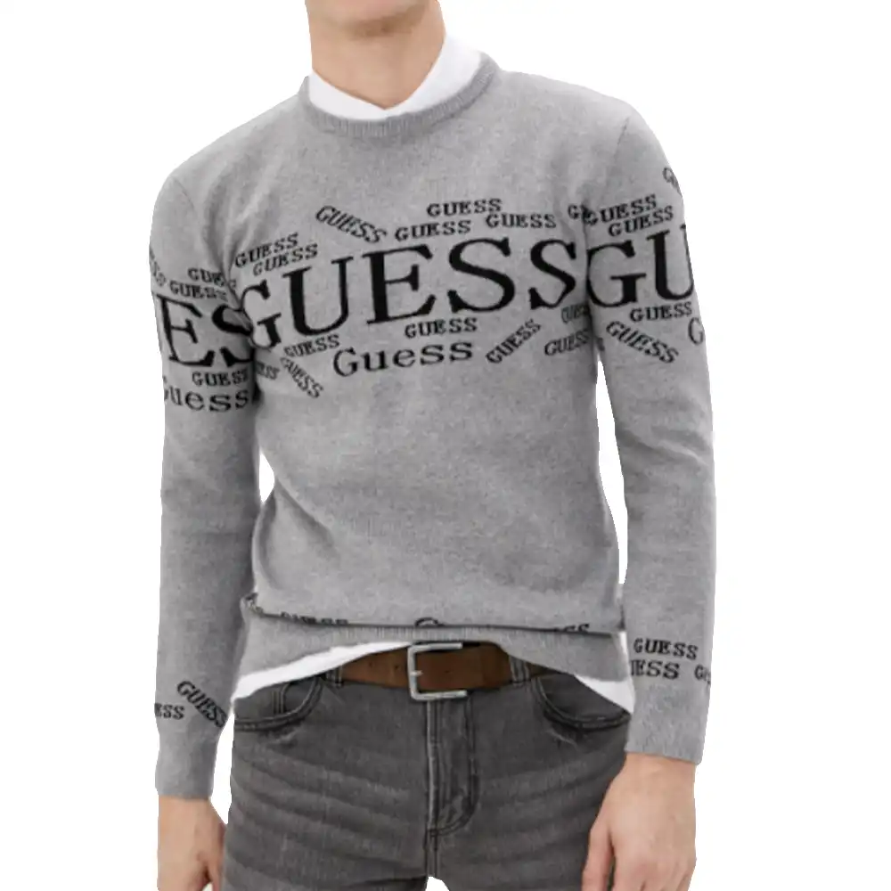 Pull homme Guess Knitwear Gris - ZESHOES