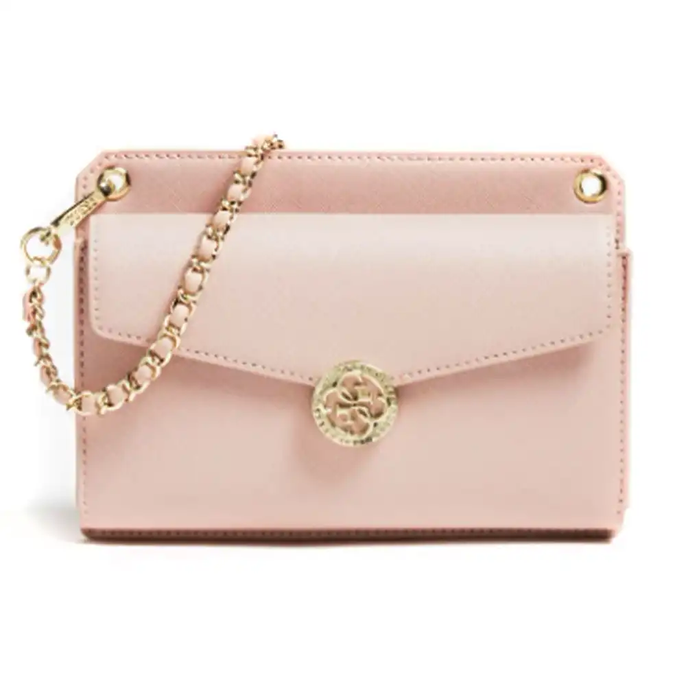 Pochette femme Guess Saffiano chaine Rose - ZESHOES