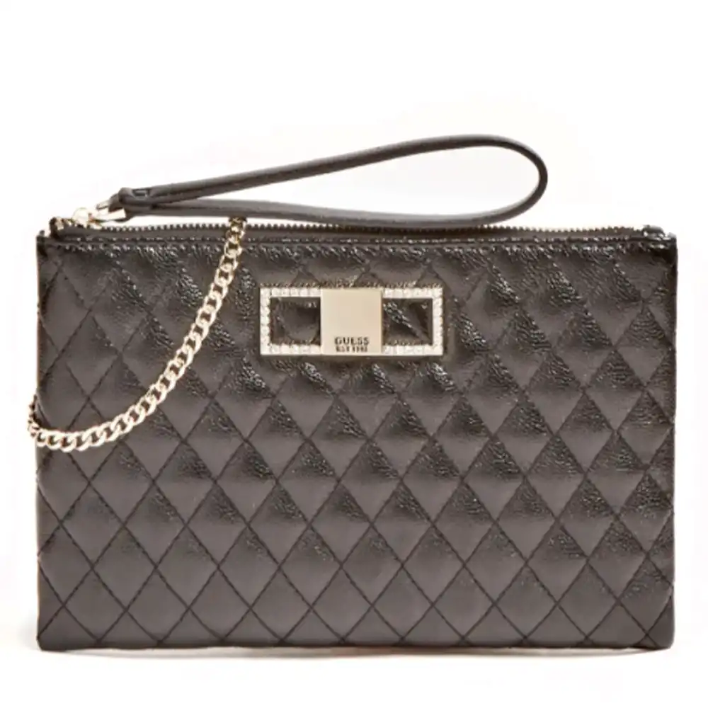 Pochette femme Guess Dinner date capitonne Noir - ZESHOES