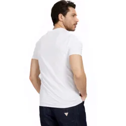 T shirt manche courte homme Guess Logo frontal Blanc - ZESHOES