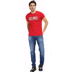 T shirt manche courte homme Guess Logo frontal Rouge - ZESHOES T shirt manche courte homme Guess Logo frontal Rouge - ZESHOES
