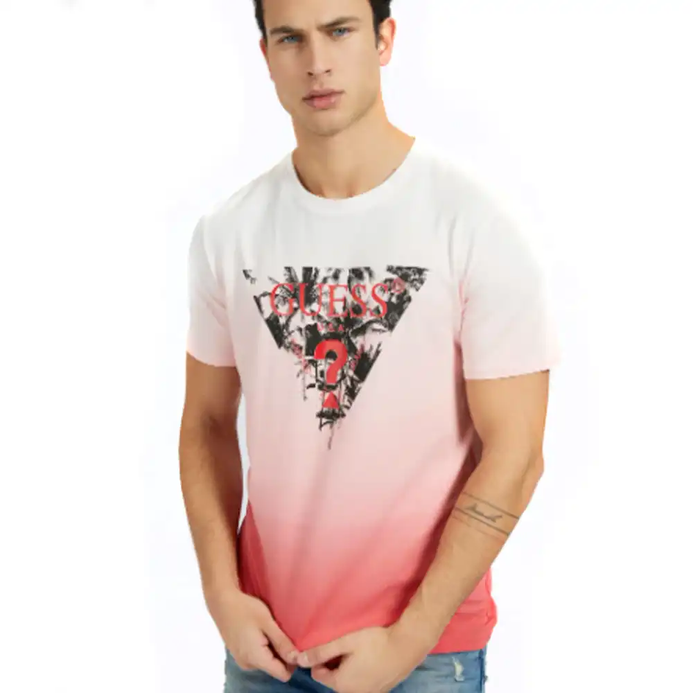 T shirt manche courte homme Guess tropical Blanc - ZESHOES