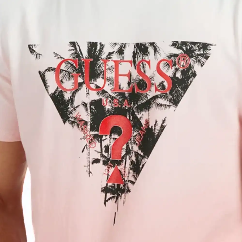 T shirt manche courte homme Guess tropical Blanc - ZESHOES T shirt manche courte homme Guess tropical Blanc - ZESHOES