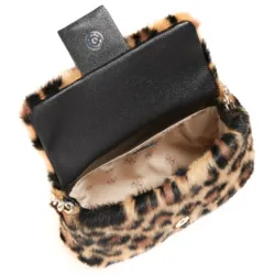 Sac bandoulière femme Guess Gwen fourrure Leopard - ZESHOES