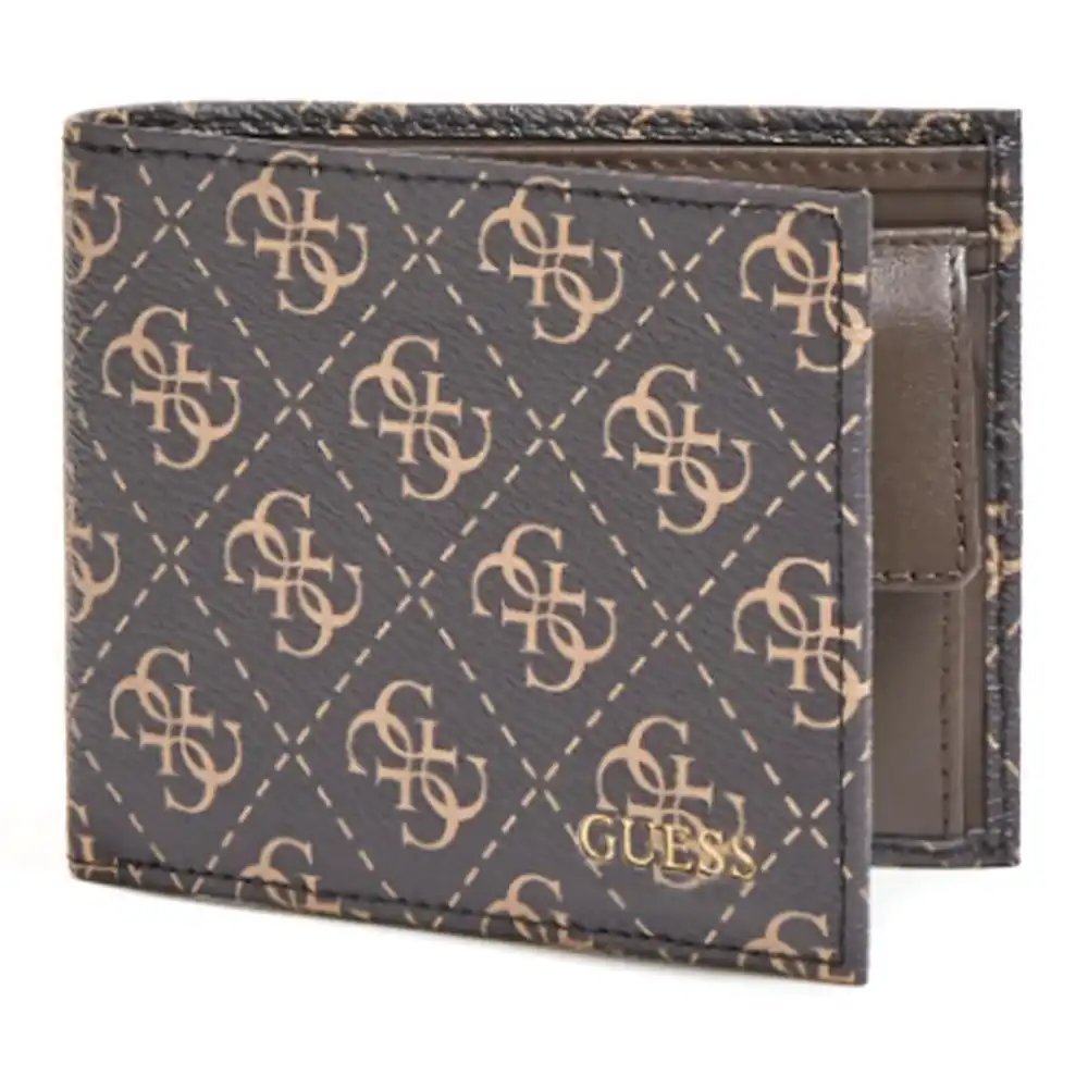 Portefeuille homme Guess vezzola 4g logo Marron - ZESHOES Portefeuille homme Guess vezzola 4g logo Marron - ZESHOES