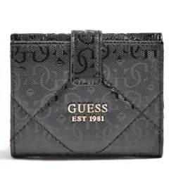 Portefeuille femme Guess Dilla capitonne Noir - ZESHOES