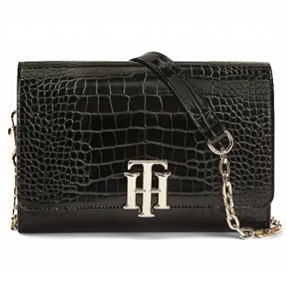 Pochette femme Tommy Jeans Finition crocodile Noir - ZESHOES