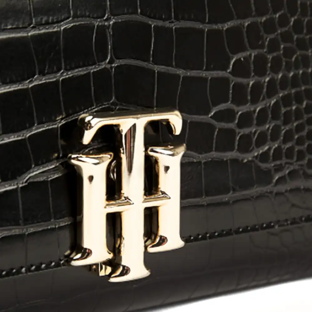 Pochette femme Tommy Jeans Finition crocodile Noir - ZESHOES Pochette femme Tommy Jeans Finition crocodile Noir - ZESHOES