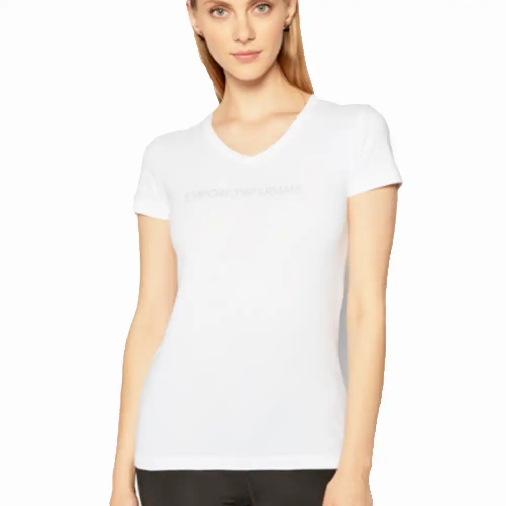 Tee shirt manche courte femme Emporio Armani Star logo Blanc - ZESHOES