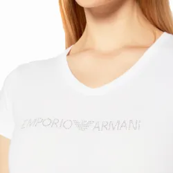 Tee shirt manche courte femme Emporio Armani Star logo Blanc - ZESHOES