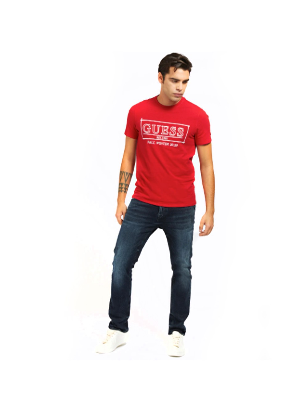 T-shirt GUESS Manches Longues En Jersey Coton Stretch - Modèle M1RI31I3Z11, Neuf Avec étiquettes, Coupe Sport