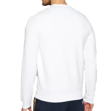 Sweat shirt homme Guess Blanc Front logo triangle