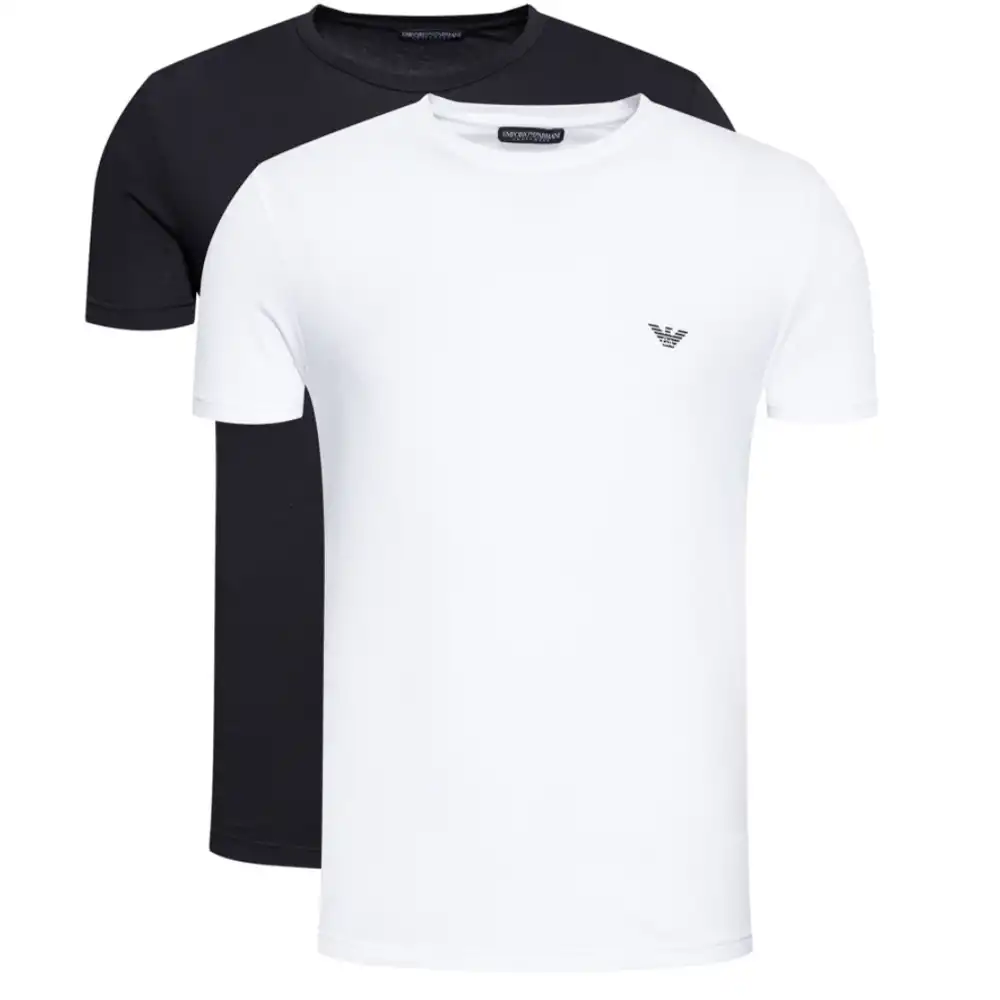 T shirt manche courte homme Emporio Armani Pack x2 stretch Blanc - ZESHOES