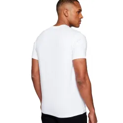 T shirt manche courte homme Emporio Armani Pack x2 stretch Blanc - ZESHOES T shirt manche courte homme Emporio Armani Pack x2 stretch Blanc - ZESHOES