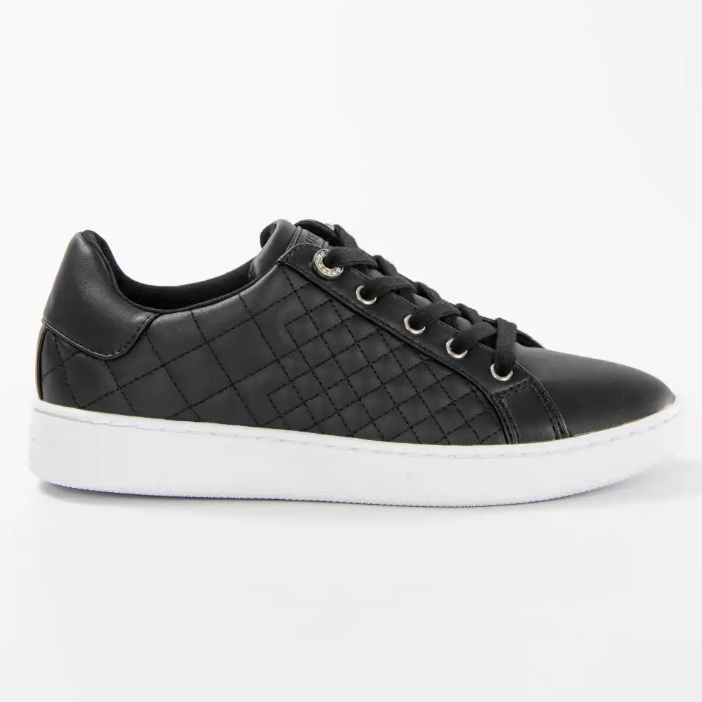 Basket de ville basse femme Guess Style matelassé Noir - ZESHOES Basket de ville basse femme Guess Style matelassé Noir - ZESHOES