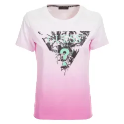 Tee shirt manche courte femme Guess Triangle logo Rose - ZESHOES Tee shirt manche courte femme Guess Triangle logo Rose - ZESHOES