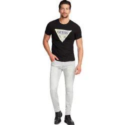 T shirt manche courte homme Guess Logo triangle Noir - ZESHOES