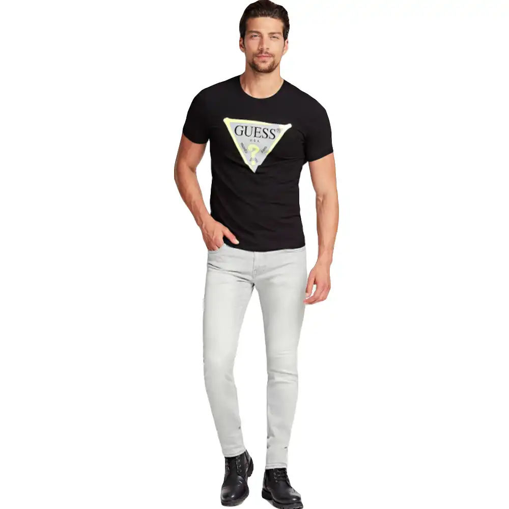 T shirt manche courte homme Guess Logo triangle Noir - ZESHOES T shirt manche courte homme Guess Logo triangle Noir - ZESHOES