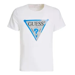 T shirt manche courte homme Guess Logo triangle Blanc - ZESHOES T shirt manche courte homme Guess Logo triangle Blanc - ZESHOES