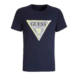 T shirt manche courte homme Guess Logo triangle Bleu - ZESHOES T shirt manche courte homme Guess Logo triangle Bleu - ZESHOES