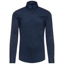 Chemise manches longues homme Guess Logo Brodé Bleu - ZESHOES Chemise manches longues homme Guess Logo Brodé Bleu - ZESHOES