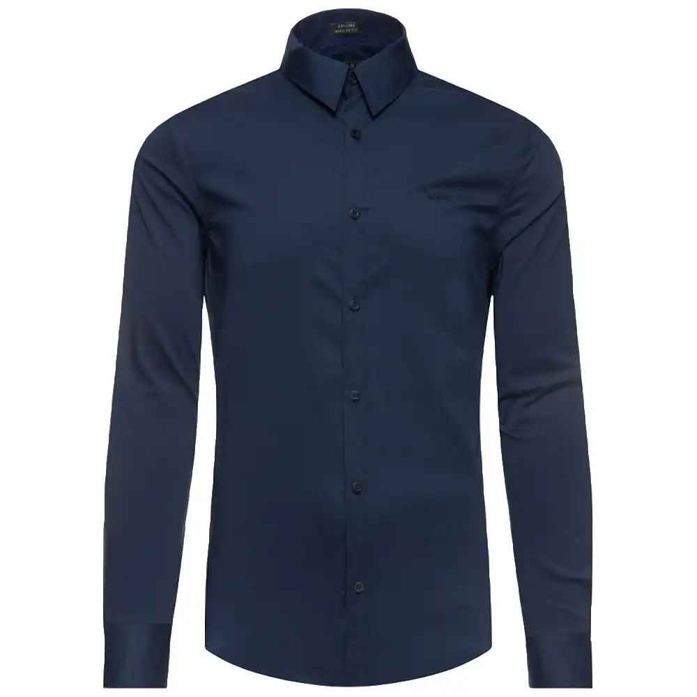 Chemise manches longues homme Guess Logo Brodé Bleu - ZESHOES Chemise manches longues homme Guess Logo Brodé Bleu - ZESHOES