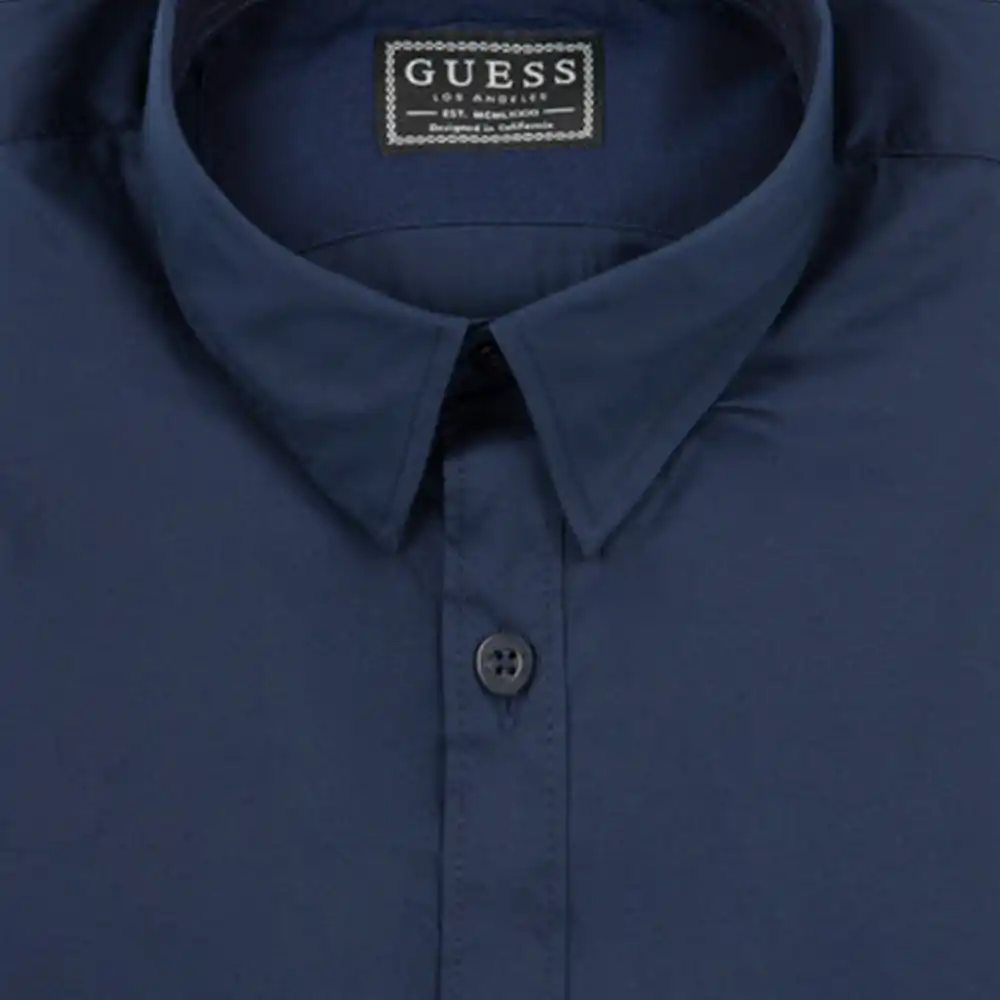 Chemise manches longues homme Guess Logo Brodé Bleu - ZESHOES Chemise manches longues homme Guess Logo Brodé Bleu - ZESHOES